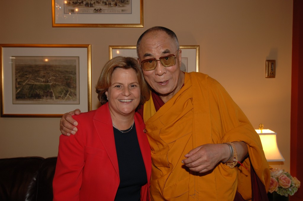Ranking Member Ros-Lehtinen with His Holiness the 14th Dalai Lama of Tibet before the Congressional Gold Medal Ceremony