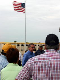 thumbnail image: Visiting Harold and Shannon Burton's cattle operation with members of Kentucky Farm Bureau (KFB).