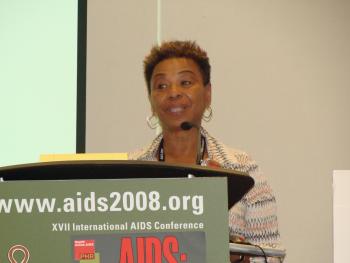 Congresswoman Barbara Lee at the XVII International AIDS Conference in Mexico City