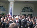 President Bush honors 2007 Navy Midshipmen football team with Commander-in-Chief Trophy.