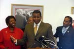 Rep. Meek speaks at the Hip Hop Caucus press conference.