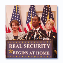 Speaker Pelosi at a press conference on national security.