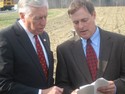 Rep. Hoyer talks with Tyler Gearhart, Executive Director of Preservation Maryland.