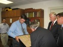 Dr. Mike Schauff Shows Insect Slides to Rep. Hoyer and Secretary Johanns
