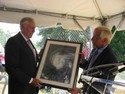 Rep. Hoyer receives a picture of Hurricane Isabel from NASA Goddard's Center Director.