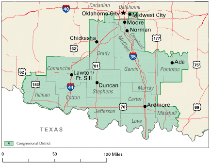 Map of the 4th Congressional District of Oklahoma