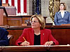 thumbnail image, Congresswoman Ileana Ros-Lehtinen assisting in House of Representatives procedural method in the beginning of the 110th Congress by tallying votes for Speaker of the House
