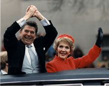 President and Mrs. Reagan during Inaugural parade, January 20, 1981 (Ronald Reagan Presidential Library, Simi Valley, California)