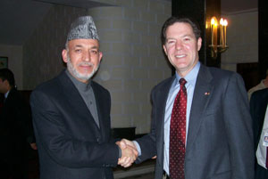 Sam with President Karzai