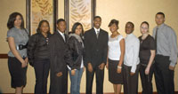 The 2007 Martin Luther King, Jr., Commemorative Breakfast Scholarship recipients in the photo are from left to right: Roben Dent (UNM sophomore), Deanna Young (UNM freshman), Paul Palmer, III (Rio Rancho High School senior), Tahlia Horton (Highland High School senior), Quinton Smith (La Cueva High School senior), Keyanna Carson (Valley High School senior), Eboni Coleman-Wilson (NMSU freshman), Roxanne Stovall (Rio Rancho High School senior) and Josh Carson (Sandia High School senior).