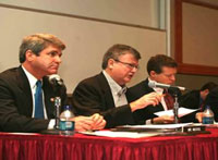 Congressman McCaul along with Congressmen Souder of Indiana and Dent of Pennsylvania examine the state of interoperable communications on the U.S.-Mexico Border during a field hearing on the campus of Texas A&M in Laredo, Texas