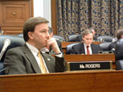 Rogers listens as he sits in a House Armed Services Committee hearing