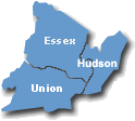 interactive county outline of Essex, Hudson, and Union Counties