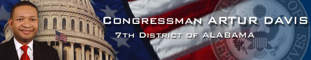 Congressman Artur Davis, Seventh District of Alabama, image of Capitol dome, U.S. flag and State Seal of Alabama