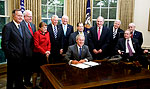 Congressman Nadler and other Members of Congress with President Bush as he signs into law the Americans with Disabilities Act Amendments Act of 2008