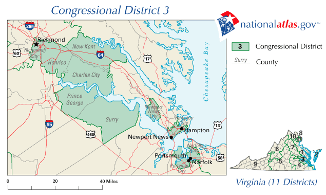 Map of Virginia's 3rd Congressional District