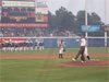Rep. Bobby Scott throws out the opening pitch at a Norfolk Tides game at Harbor Park (July 22, 2008)