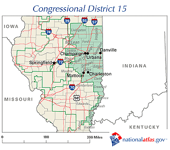 Map of the 15th District of Illinois, link to larger view in new browser window