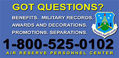 Air Reserve Personnel Center Contact Center -- call for questions about benefits, records awards and retirements