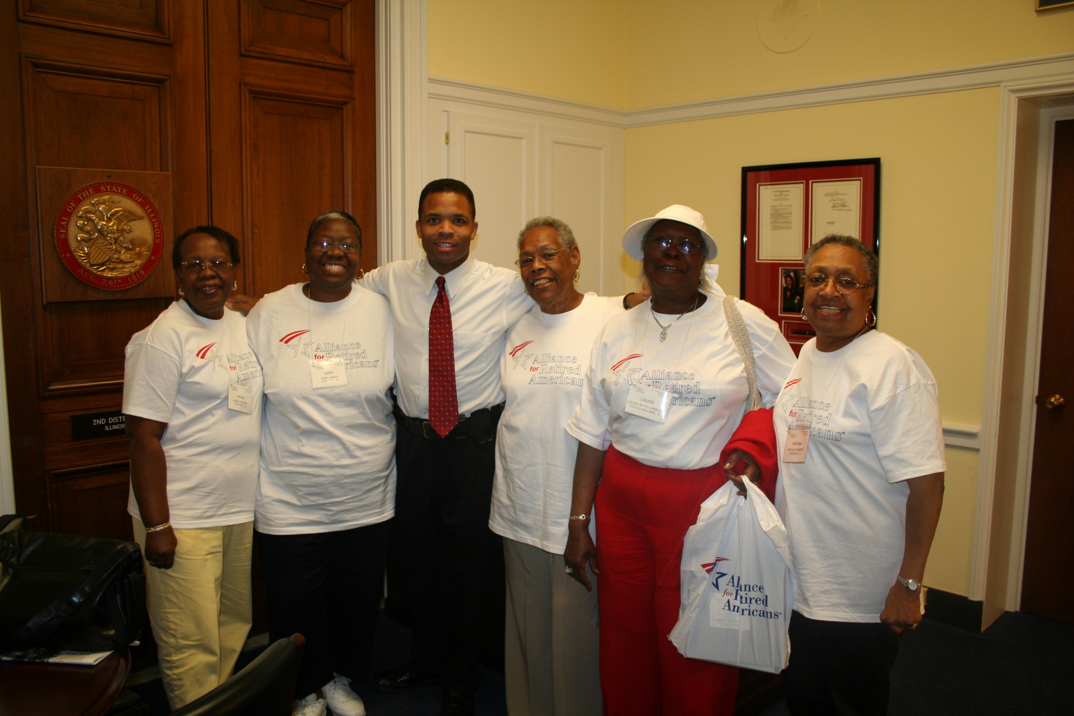 Congressman Jackson with a delegation Illinois representatives of the Alliance for Retired Americans