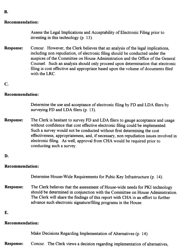 Page 4 Office of the Clerk's Comments to the Inspector General and PricewaterhouseCoopers Legislative Information System Evaluation.