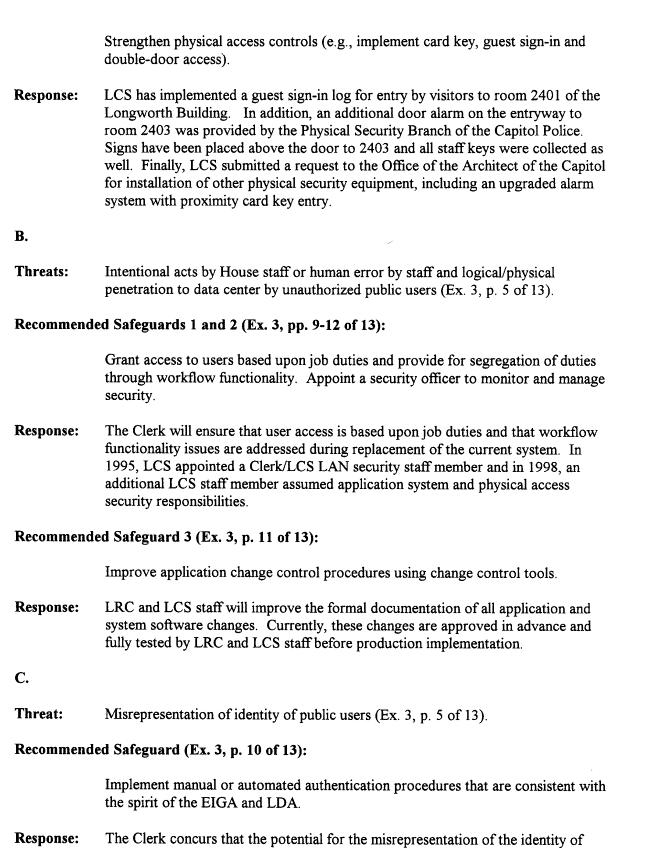 Page 6 Office of the Clerk's Comments to the Inspector General and PricewaterhouseCoopers Legislative Information System Evaluation.