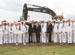 Congressman Kirk joins Secretary Principi and Navy recruits for a recent Great Lakes ground breaking ceremony.