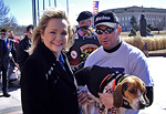 Mary meets a supporter at the Vets for Victory Rally