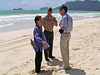 Congresswoman Mazie K. Hirono meets with Lt. Col Dean Levi, Laurence Lau on Bellows Beach