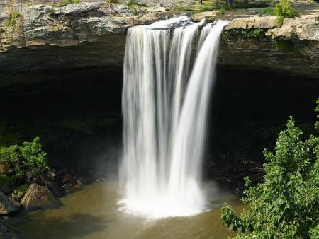 The Noccalula waterfall is 100-feet tall and named for a young Cherokee maiden who according to legend plunged to her untimely death rather than forsake her true love