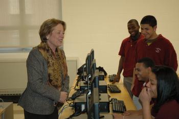Tsongas visit students at Lawrence High School