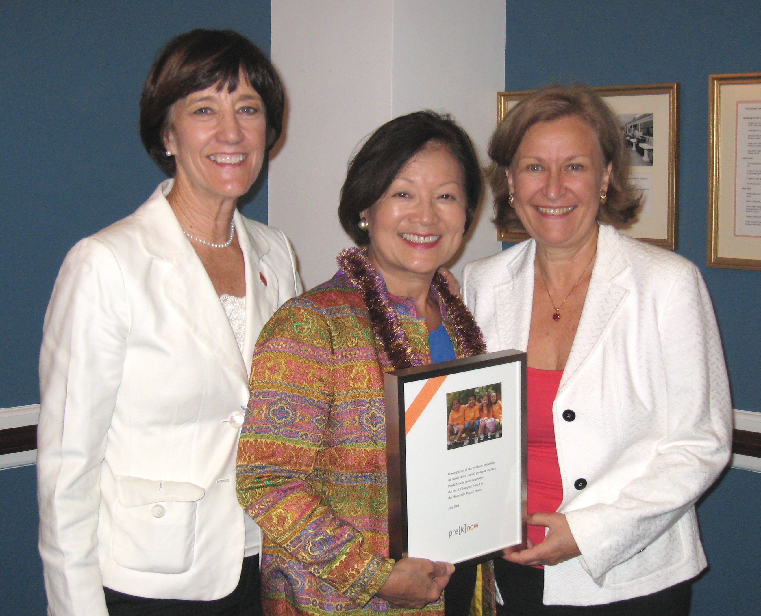 Libby Doggett, Congresswoman Hirono and Jacqueline Rose, 2007-08 National Head Start Fellow, from Hawaii 