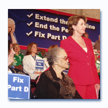 Speaker Pelosi at a Medicare rally.