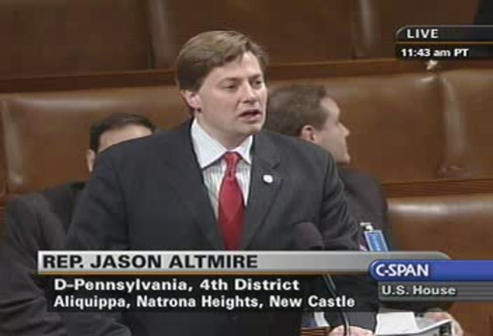 Congressman Altmire speaking on the Floor of the House of Representatives