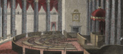 The Old Hall of the House (now Statuary Hall) was the site of 15 funerals for Members while it was the House’s meeting place from 1819 to 1857.