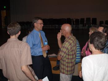 Speaking with constituents at a recent town hall meeting
