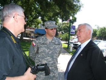 Carter with local media and Texas State Guardsman