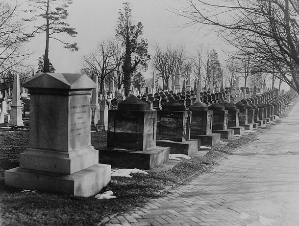 Row of Headstones at the Congressional Cemetery