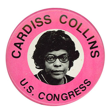 Cardiss Collins Button, c. 1980