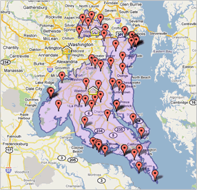 Google Map of Maryland's 5th District