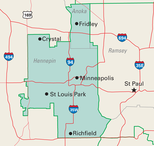 Map of the Fifth District of Minnesota