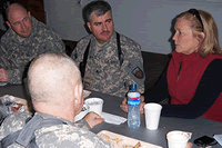 Chellie Pingree chats with service members