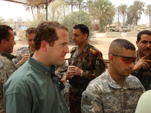 Meeting with troops in Iraq