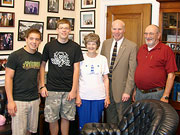 May 27, 2010: While visiting Washington D.C., Bennet Brunings, a German exchange student attending Blue Mountain High School, met with Congressman Holden. Those in the photo (left to right) are Steve Rhen, Bennet's friend; Bennet Brunings; Blanche Koehler, Bennet's host parent; Congressman Tim Holden and John Russell, Bennet's friend.