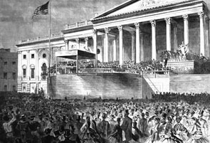 President Abraham Lincoln became a symbol of hope for African Americans. <em>Harper&rsquo;s Weekly</em> published this image, shown here in detail, of the crowd gathered at the Capitol for Lincoln&rsquo;s first inauguration in 1861.