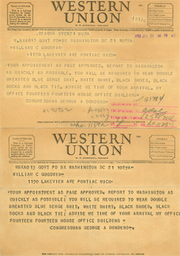 House Page Appointment Telegram, 1953