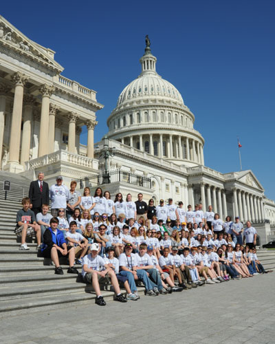 Montello Junior High School students were in Washington on May 4, 2010, and met with Rep. Petri (top left) on the House steps of the U.S. Capitol.