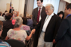 Rep. Honda speaks one-on-one with a constituent - August 2010 Cupertino Town Hall by congressman_honda