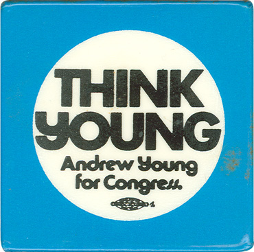 Andrew Young Campaign Button, c. 1975