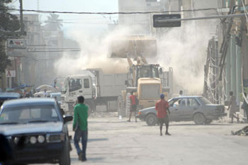 Debris removal in Port-au-Prince.